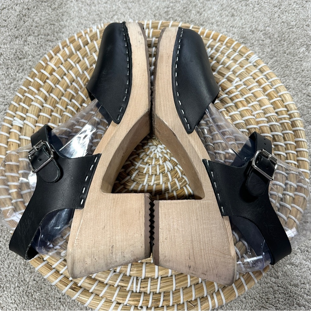Lotta from Stockholm Women’s Highwood Mary Jane Leather Clogs in Black EU 42 - Picture 9 of 15